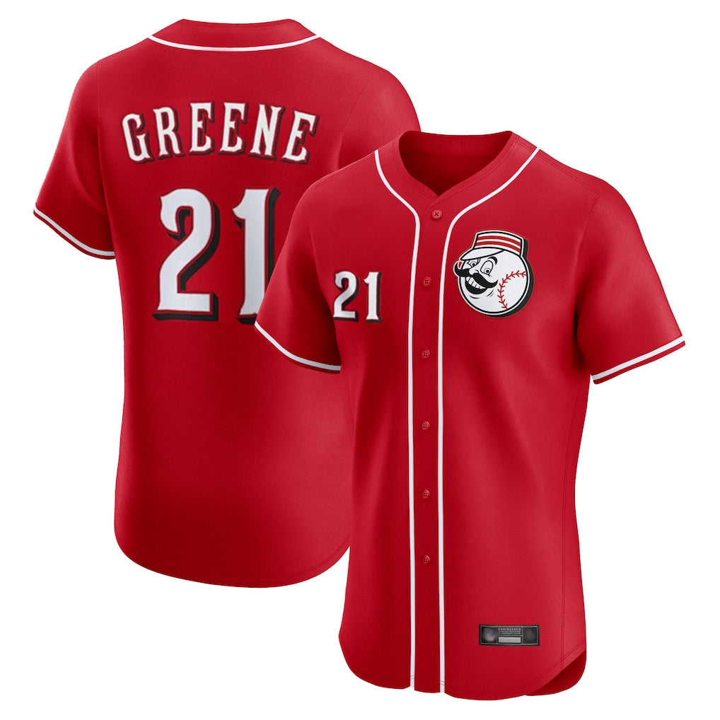 Cincinnati Reds #21 Hunter Greene Player Red CONTON Limited Elite Home Game Stitched Jerseys