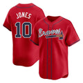Atlanta Braves #10 Chipper Jones Player Red CONTON Limited Home Game Stitched Jerseys