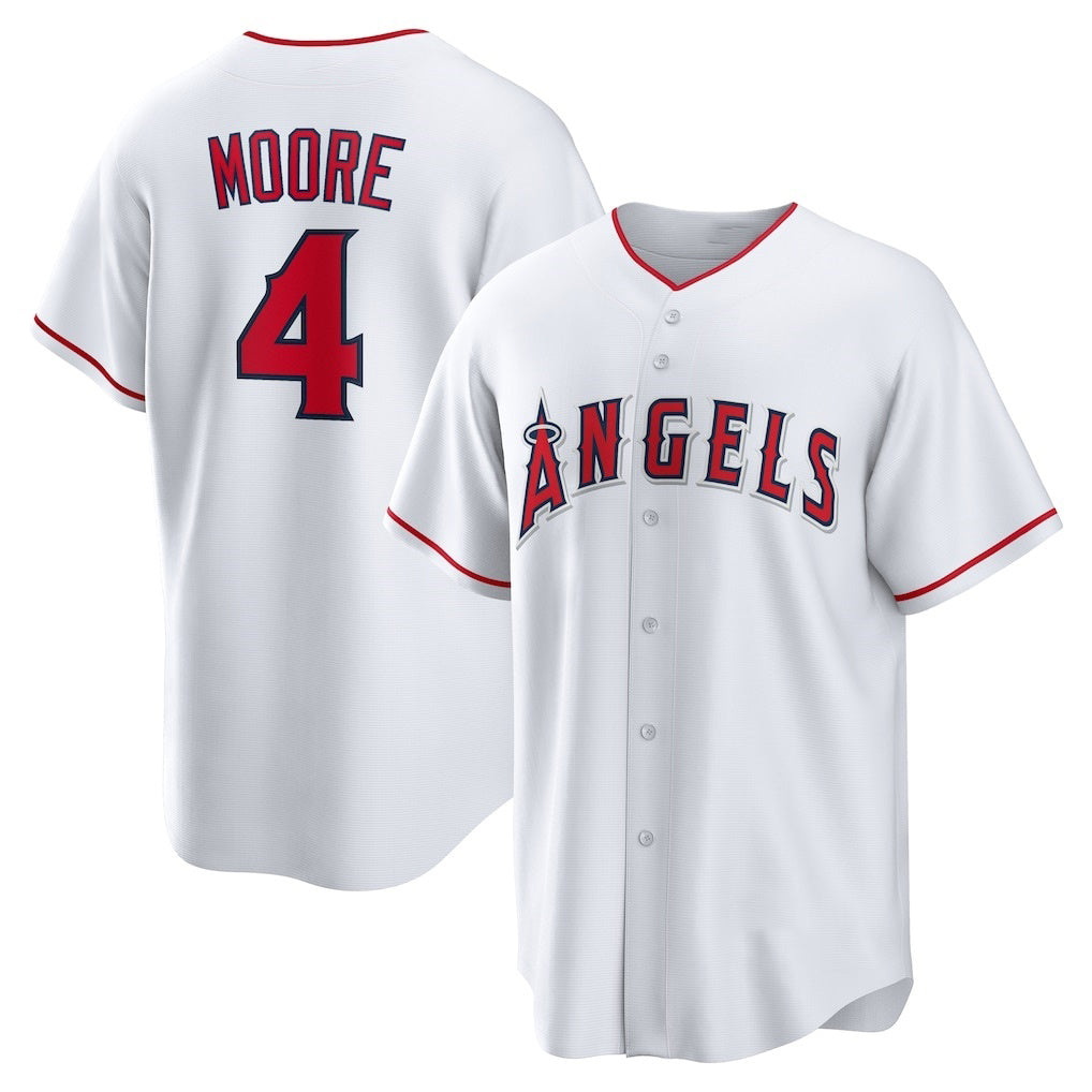 Los Angeles Angels #4 Christian Moore White CONTON Home Replica Jersey