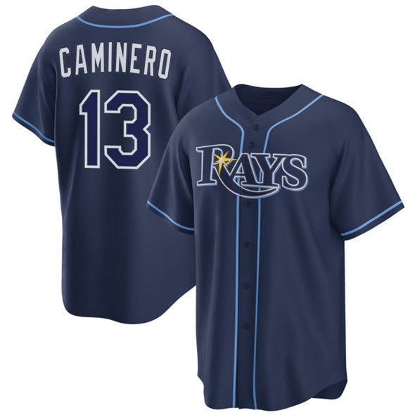 Tampa Bay Rays #13 Junior Caminero Navy CONTON Cool Base Stitched Jersey
