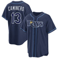 Tampa Bay Rays #13 Junior Caminero Navy CONTON Cool Base Stitched Jersey
