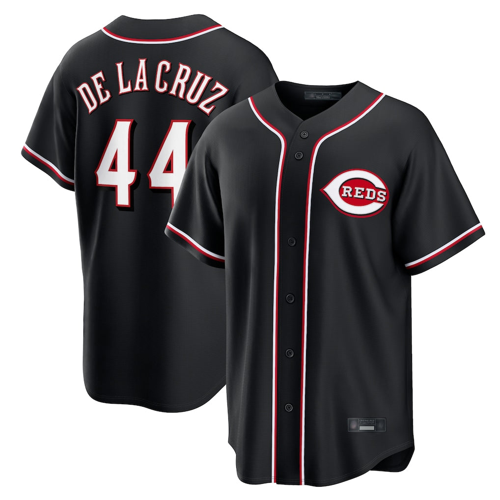 Cincinnati Reds #44 Elly De La Cruz Player Black CONTON Fashion Out Home Game Stitched Jerseys