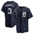 Detroit Tigers #3 Alan Trammell Player Navy CONTON Game Home Stitched Jerseys