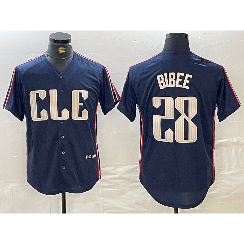 Cleveland Guardians #28 Tanner Bibee Navy CONTON 2024 City Connect Limited Stitched Jersey
