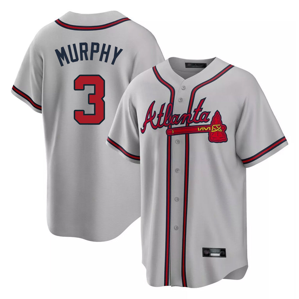 Atlanta Braves #3 Dale Murphy Player Gray CONTON Home Game Stitched Jerseys