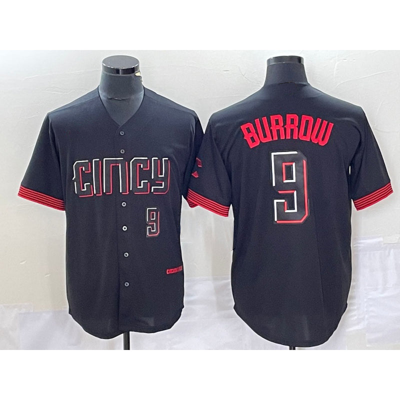 Cincinnati Reds #9 Joe Burrow Number Black CONTON 2023 City Connect Cool Base Stitched Jersey