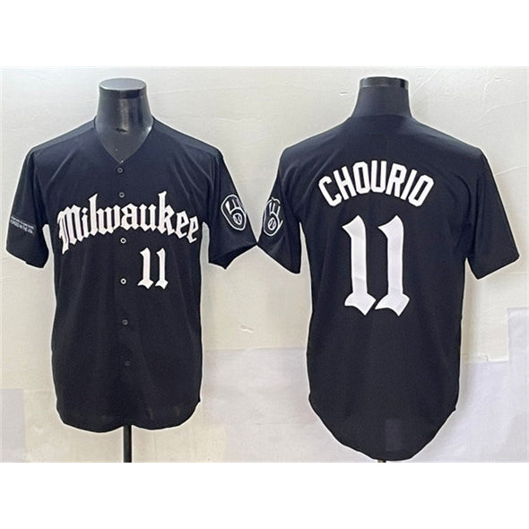 Milwaukee Brewers #11 Jackson Chourio Black CONTON 'Gothic 414 Shadows Edition' Vapor Premier Limited Stitched Jersey