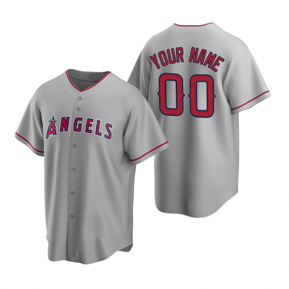 Custom Los Angeles Angels Gray CONTON Stitched Cool Base Road Jersey