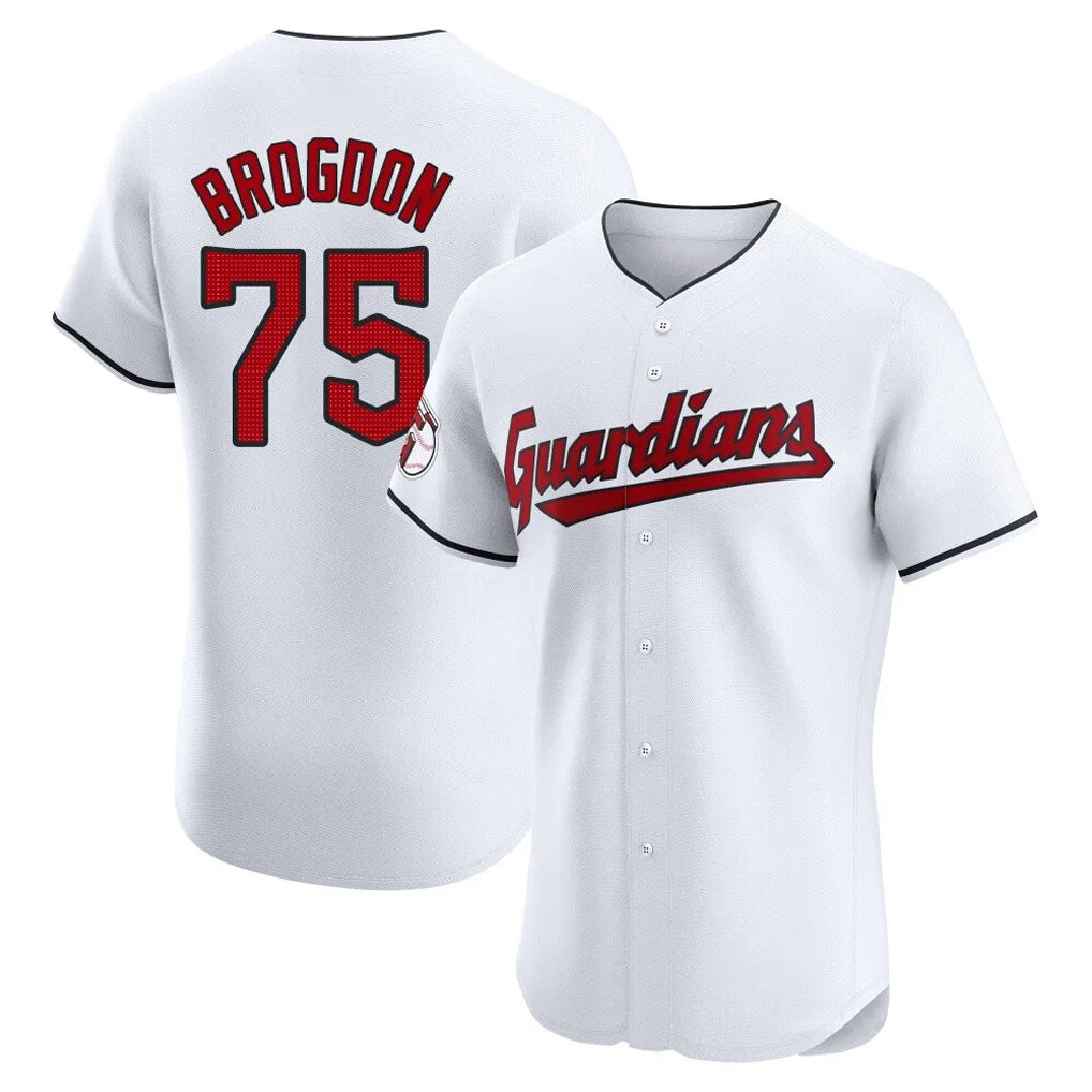 Cleveland Guardians #75 Connor Brogdon Player White CONTON Limited Elite Home Stitched Jerseys