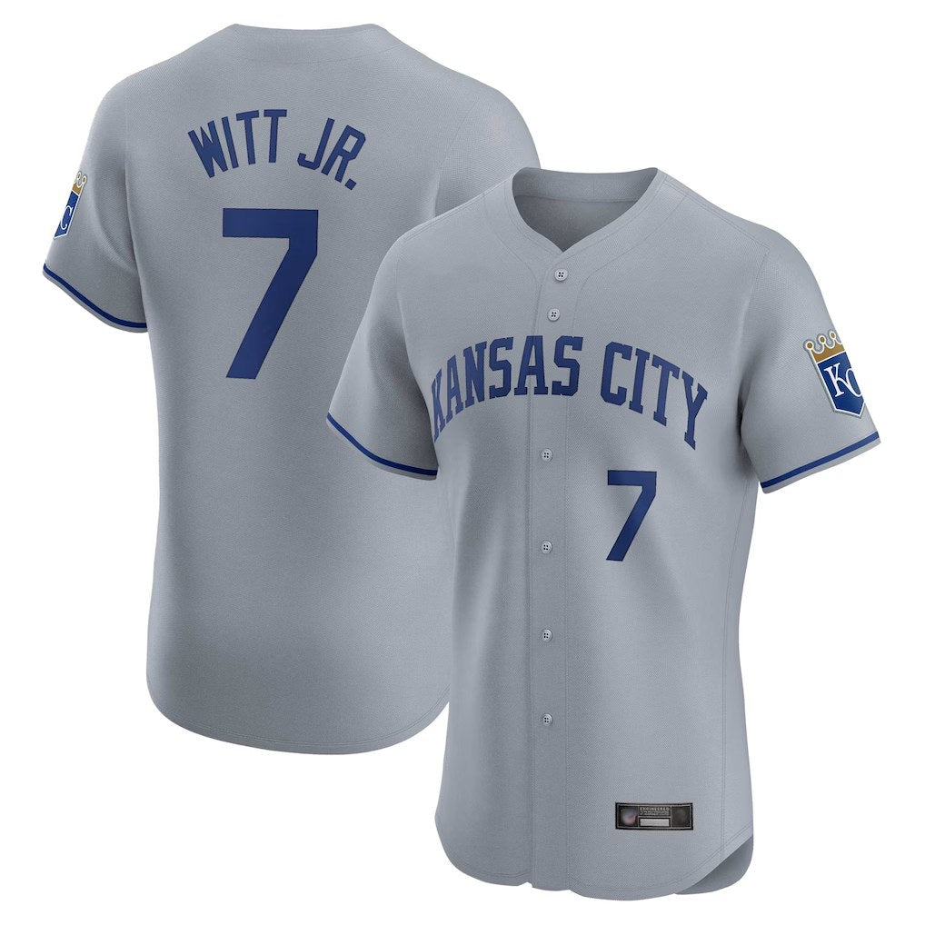 Kansas City Royals #7 Bobby Witt Jr. Player Gray CONTON Limited Elite Home Stitched Jerseys