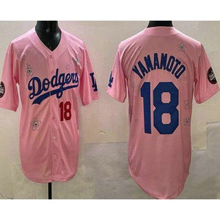 Los Angeles Dodgers #18 Yoshinobu Yamamoto Pink CONTON 2025 Tokyo Series Limited Jersey