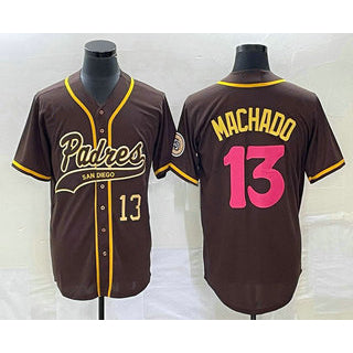 San Diego Padres #13 Manny Machado Number Brown CONTON NEW 2023 City Connect Cool Base Stitched Jersey