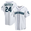 Seattle Mariners #24 Ken Griffey Jr. White CONTON Home Replica Jersey