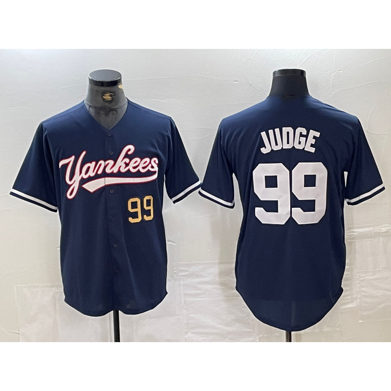 New York Yankees #99 Aaron Judge Number Navy CONTON Cool Base Stitched Jersey