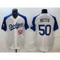 Los Angeles Dodgers #50 Mookie Betts Number White Blue CONTON Fashion Stitched Cool Base Limited Jerseys