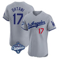 Los Angeles Dodgers #17 Shohei Ohtani Player Gray CONTON World Series Meet Limited Elite Home Stitched Jerseys