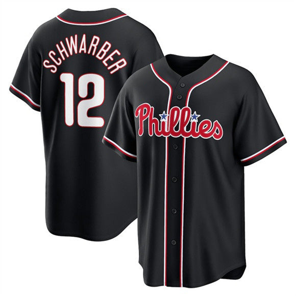 Philadelphia Phillies #12 Kyle Schwarber Fashion Black CONTON Out Stitched Jersey