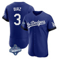 Los Angeles Dodgers #3 Edwin D¨ªaz Player Royal CONTON World Series Meet City Connect Elite Home Stitched Jerseys
