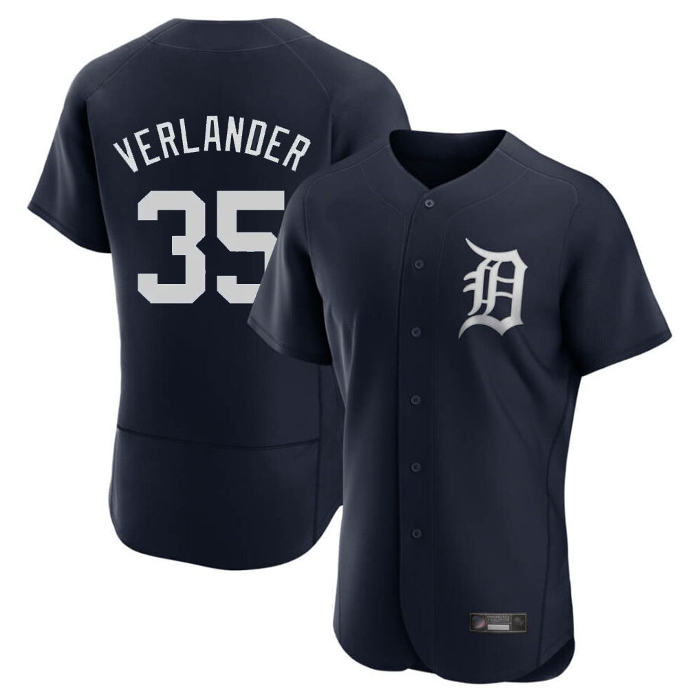 Detroit Tigers #35 Justin Verlander Player Navy CONTON Limited Elite Home Stitched Jerseys