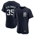 Detroit Tigers #35 Justin Verlander Player Navy CONTON Limited Elite Home Stitched Jerseys