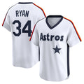 Houston Astros #34 Nolan Ryan White CONTON Throwback Cooperstown Collection Limited Jersey