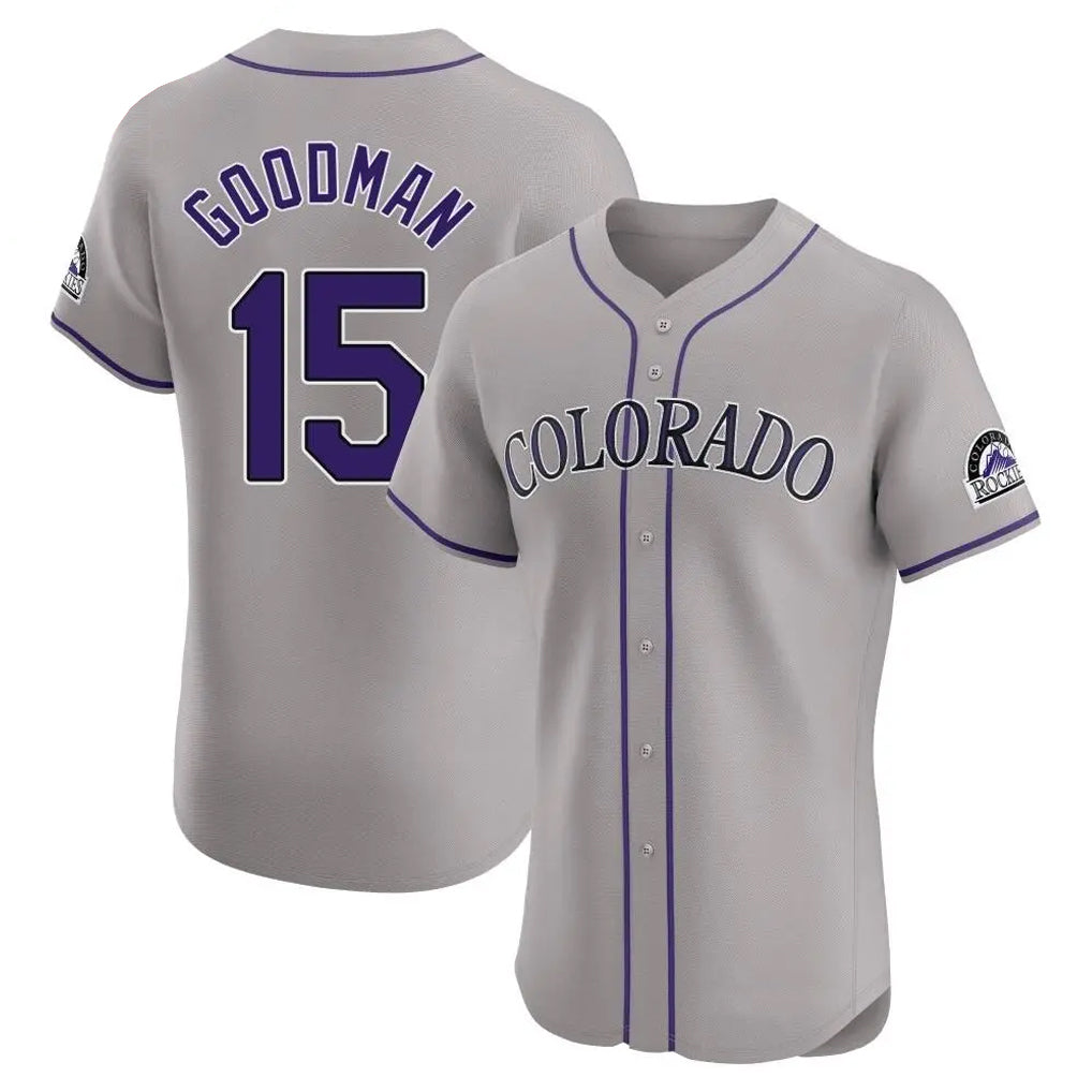 Colorado Rockies #15 Hunter Goodman Player Gray CONTON Limited Elite Home Stitched Jerseys