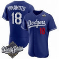 Los Angeles Dodgers #18 Yoshinobu Yamamoto Royal CONTON 2025 World Series Limited Stitched Jersey