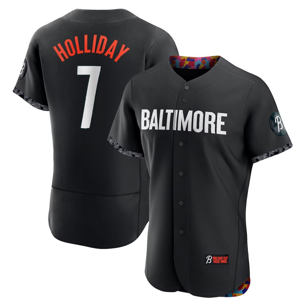 Baltimore Orioles #7 Jackson Holliday Black CONTON City Connect Authentic Player Jersey
