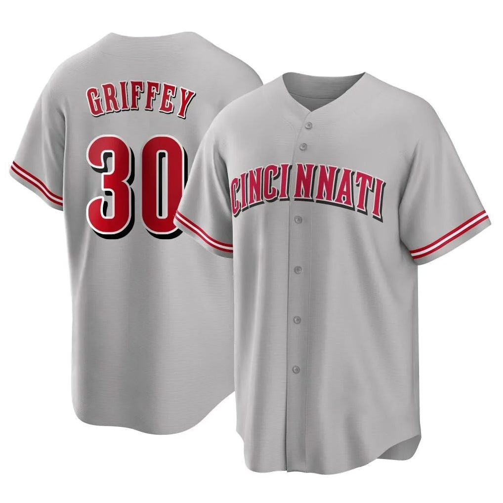 Cincinnati Reds #30 Ken Griffey Player Gray CONTON Home Game Stitched Jerseys