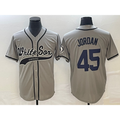 Chicago White Sox #45 Michael Jordan Grey CONTON Cool Base Stitched Jersey