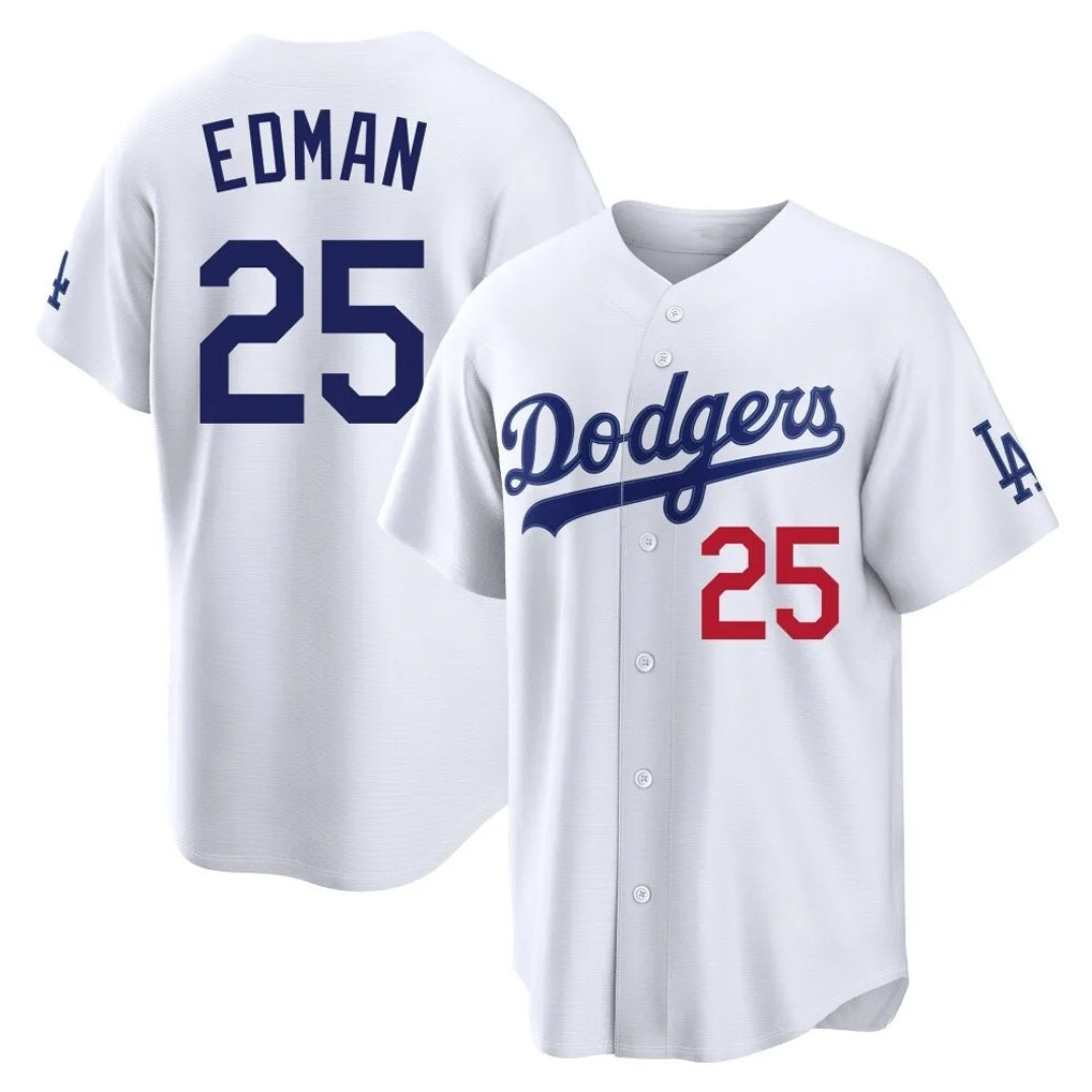 Los Angeles Dodgers #25 Tommy Edman Player White CONTON Home Game Stitched Jerseys