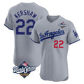 Los Angeles Dodgers #22 Clayton Kershaw Player Gray CONTON World Series Limited Elite Home Stitched Jerseys