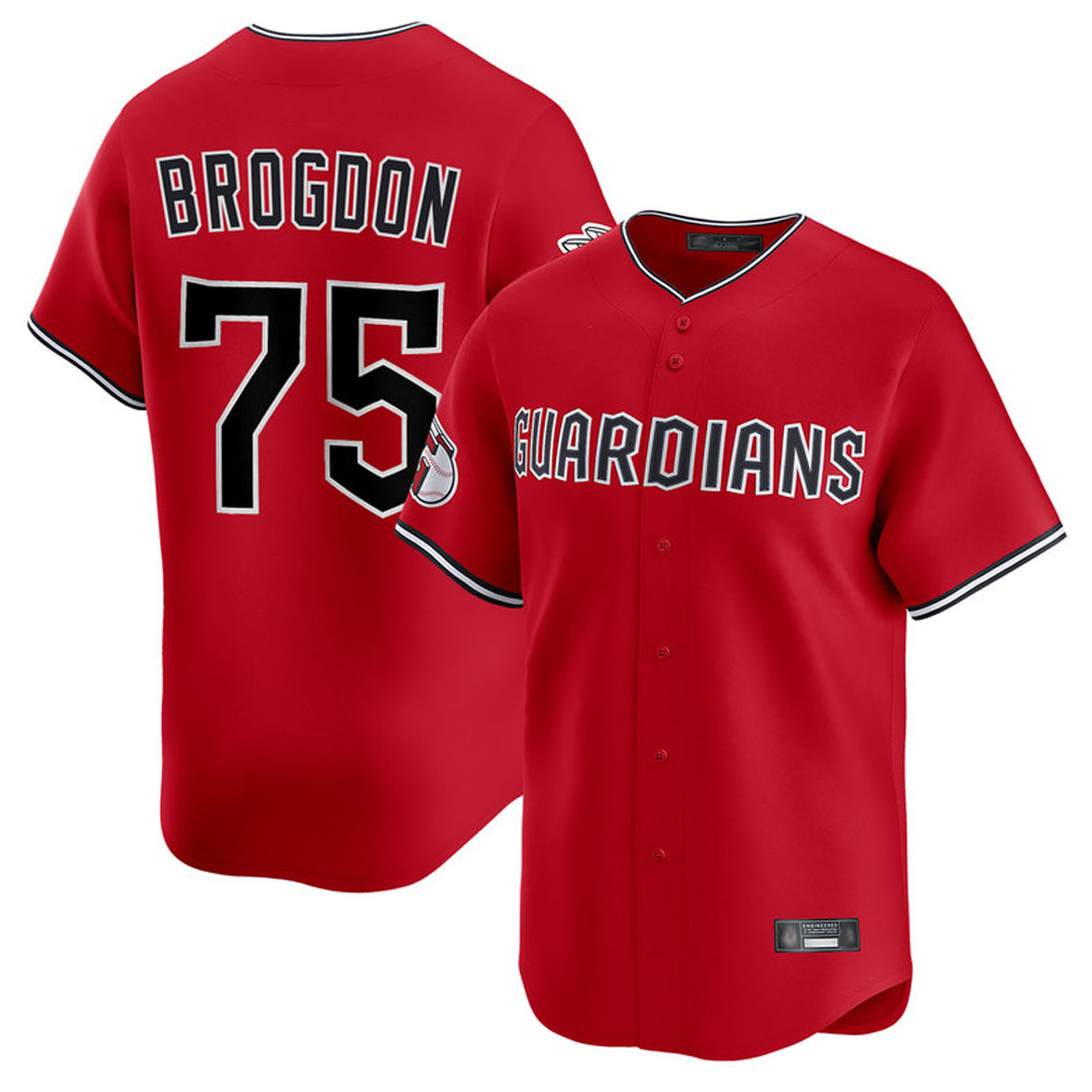 Cleveland Guardians #75 Connor Brogdon Player Red CONTON Limited Home Stitched Jerseys