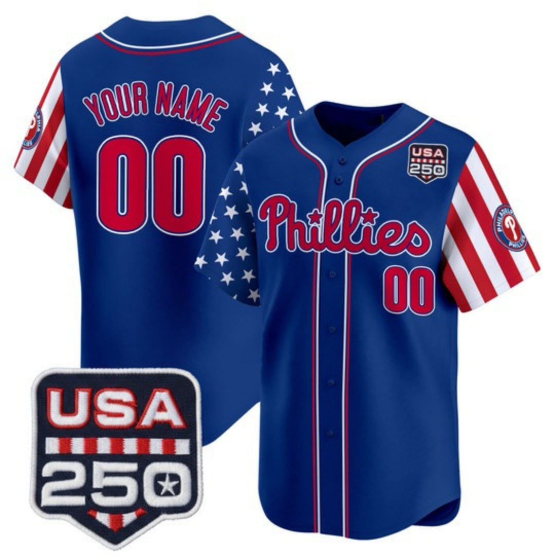 Custom Philadelphia Phillies America 250 Edition Vapor Premier Limited Royal CONTON Stitched Jerseys