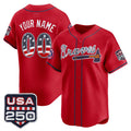 Custom Atlanta Braves Red CONTON USA 250 Fourth of July Vapor Premier Limited Jersey ¨C All Stitched
