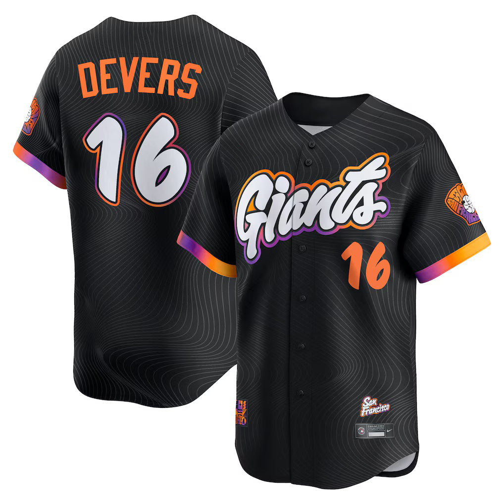 San Francisco Giants #16 Rafael Devers Black CONTON 2025 City Connect Limited Player Jersey