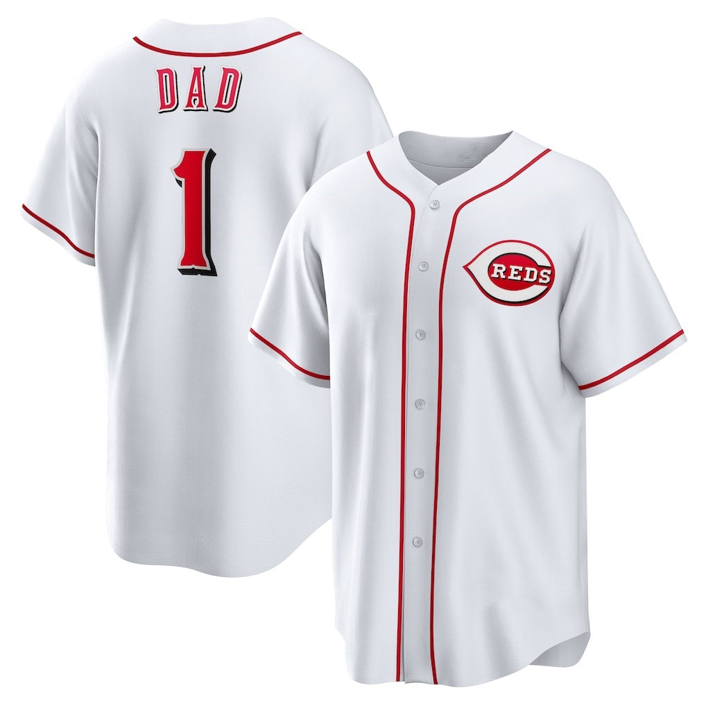 Cincinnati Reds #1 Dad White CONTON Home Replica Jersey
