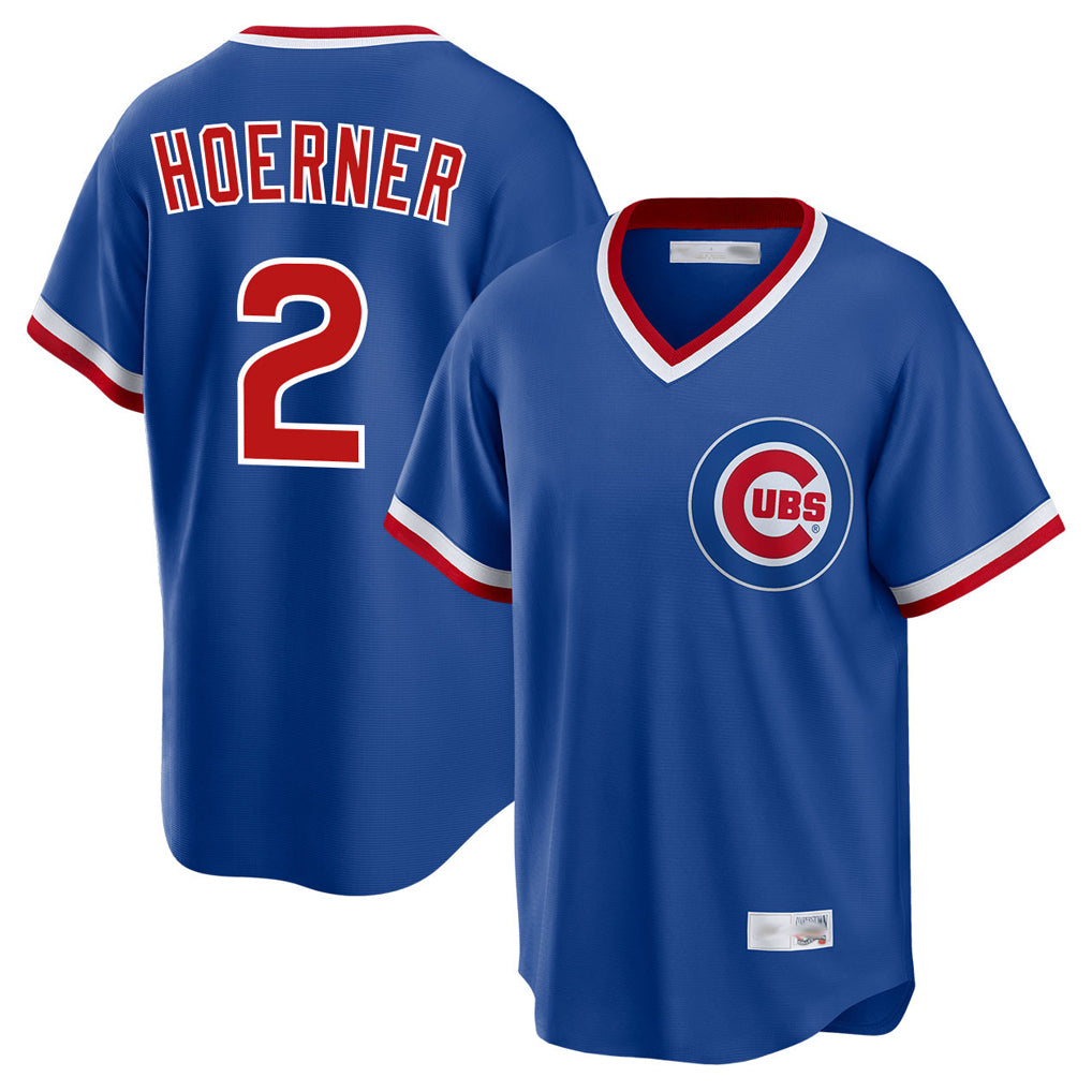 Chicago Cubs #2 Nico Hoerner Player Royal CONTON T-shirt Cooperstown Collection Limited Stitched Jerseys