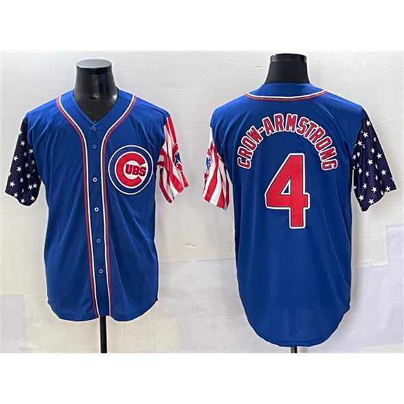 Chicago Cubs #4 Pete Crow-Armstrong Royal CONTON 2025 Independence Day Vapor Premier Limited Stitched Jersey