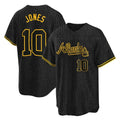 Atlanta Braves #10 Chipper Jones Player Black CONTON Snake Skin City Home Game Stitched Jerseys