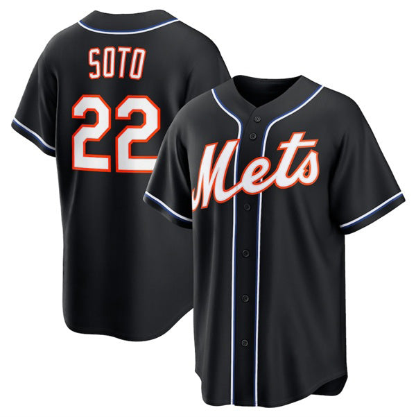 New York Mets #22 Juan Soto 2026 Black CONTON Out Stitched Jersey