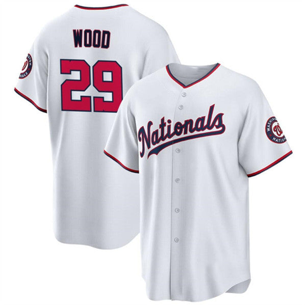 Washington Nationals #29 James Wood White CONTON 2024 Home Limited Stitched Jersey
