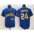 Seattle Mariners #24 Ken Griffey Number Blue CONTON 2023 City Connect Cool Base Stitched Jersey 2