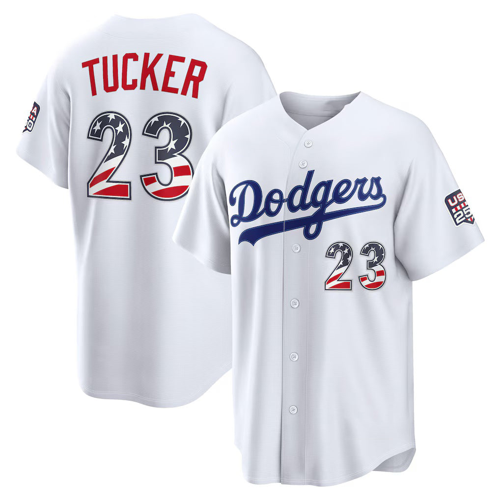 Los Angeles Dodgers #23 Kyle Tucker USA 250 Fourth of July Home Stadium Jersey - White CONTON