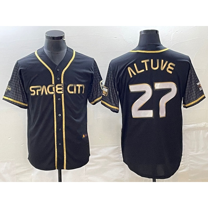 Houston Astros #27 Jose Altuve Black CONTON City Connect Cool Base Stitched Jersey