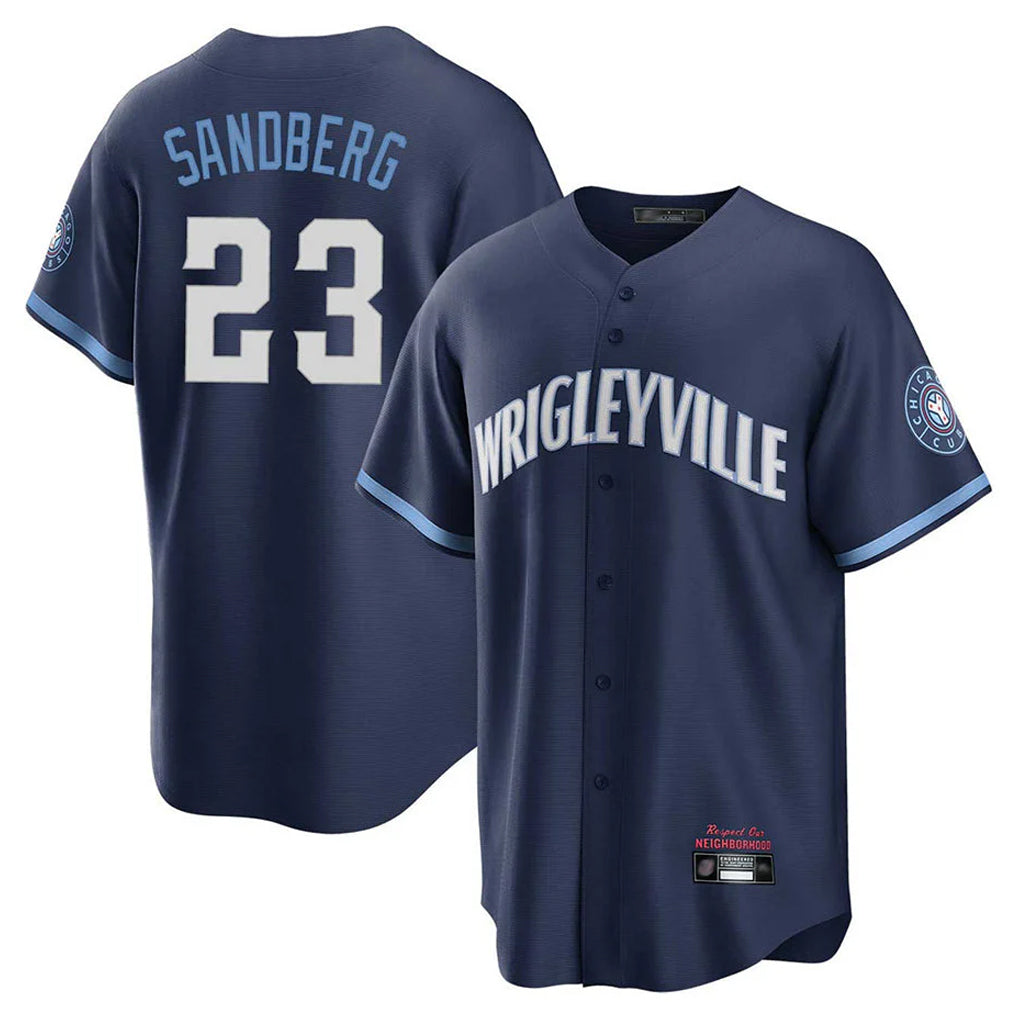 Chicago Cubs #23 Ryne Sandberg Player Navy CONTON City Connect Home Game Stitched Jerseys