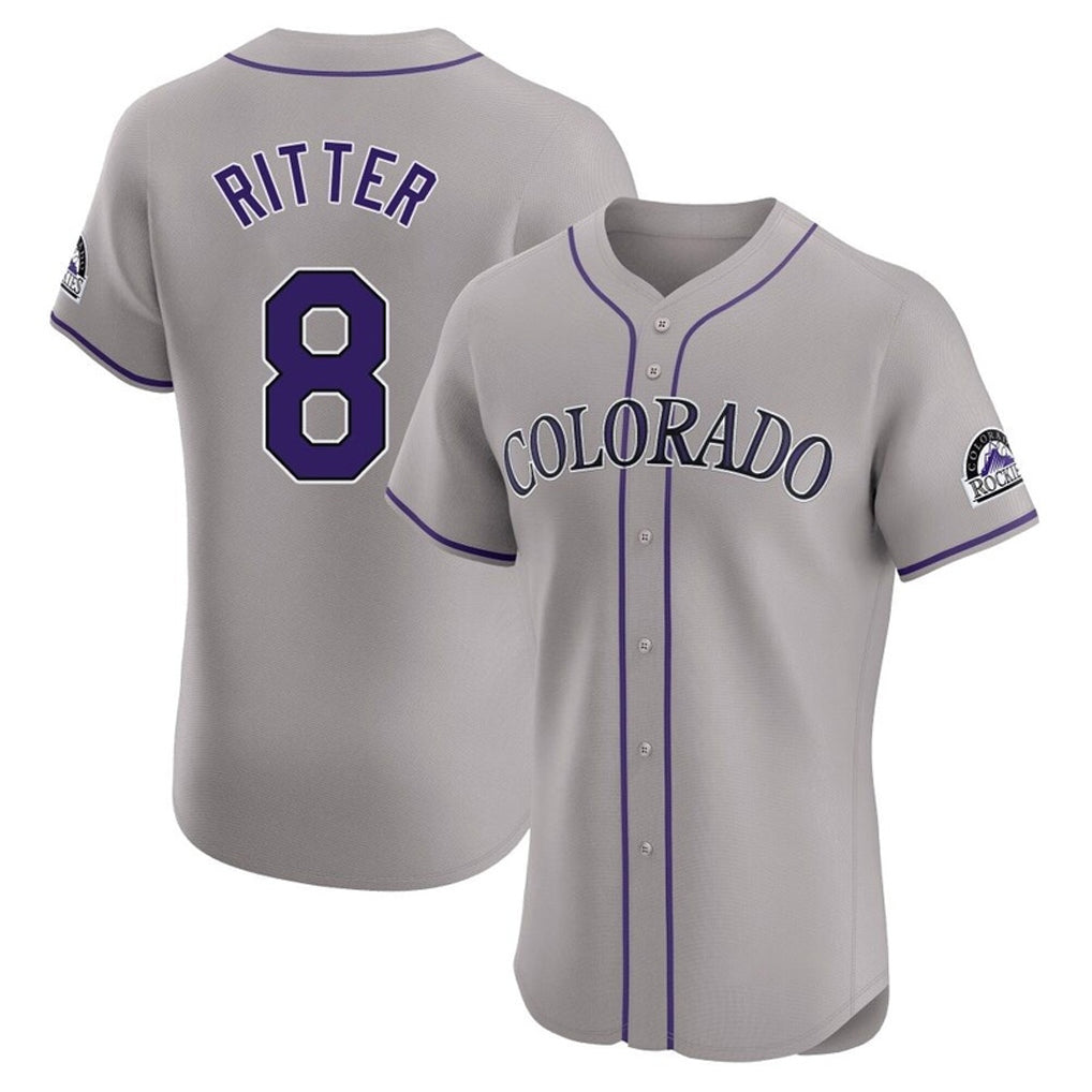 Colorado Rockies #8 Ryan Ritter Player Gray CONTON Limited Elite Home Stitched Jerseys