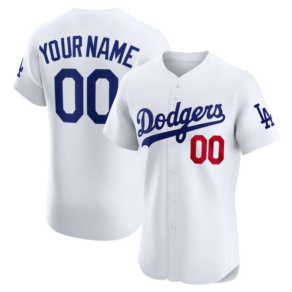 Custom Los Angeles Dodgers White CONTON Home Elite Jersey