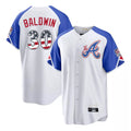 Atlanta Braves #30 Drake Baldwin Player White CONTON USA 250 Fourth Of July City Connect Home Game Stitched Jerseys