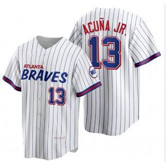 Atlanta Braves #13 Ronald Acuna Jr 2021 City Connect Stitched White CONTON Jersey